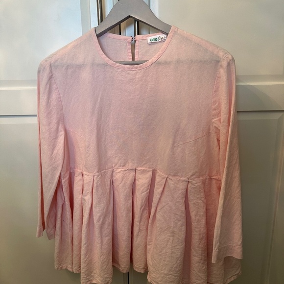 Eco Lini Tops - Pink 100% Linen Ladies Blouse